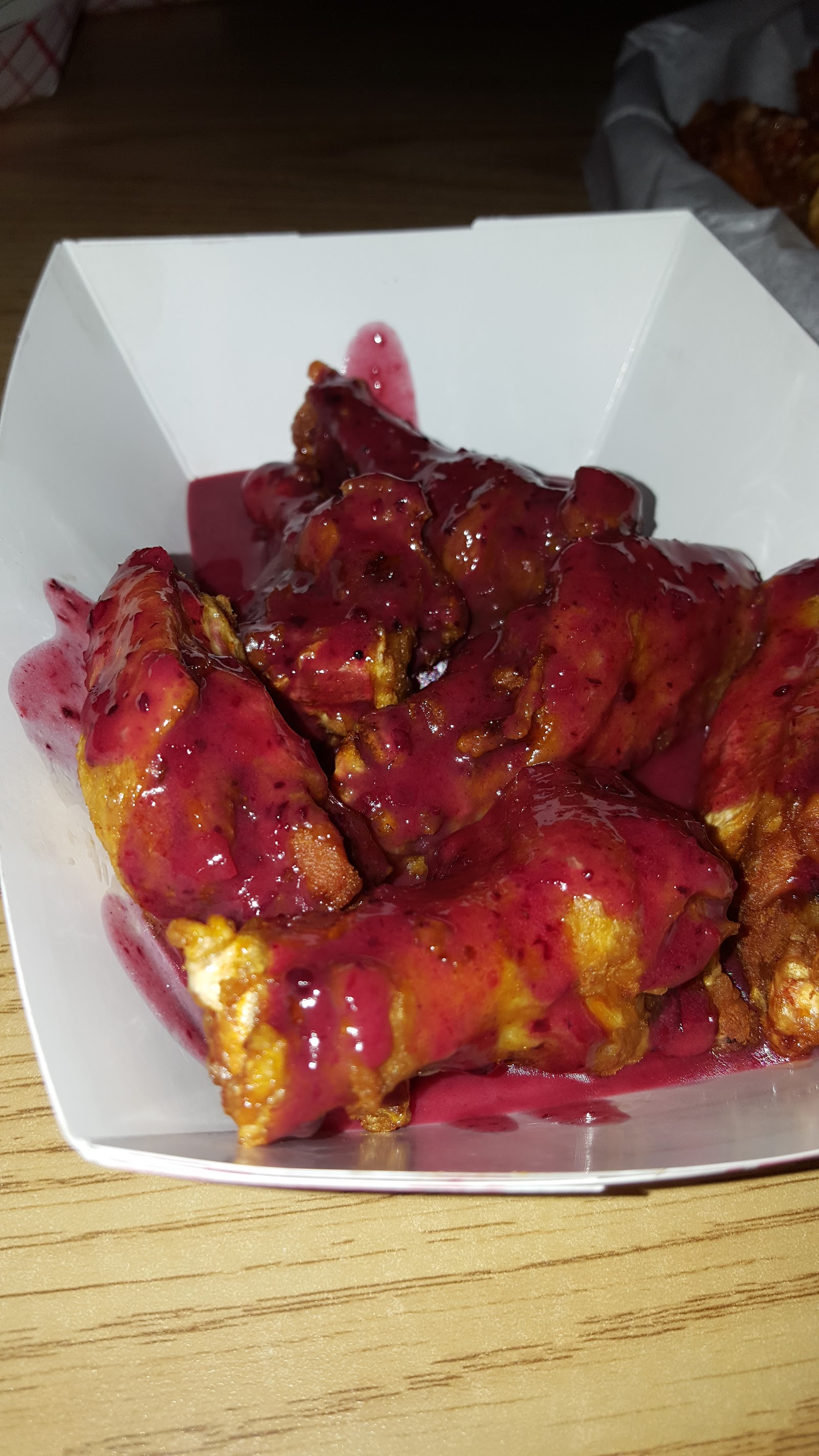 Berry-glazed wings, a Highland flavor